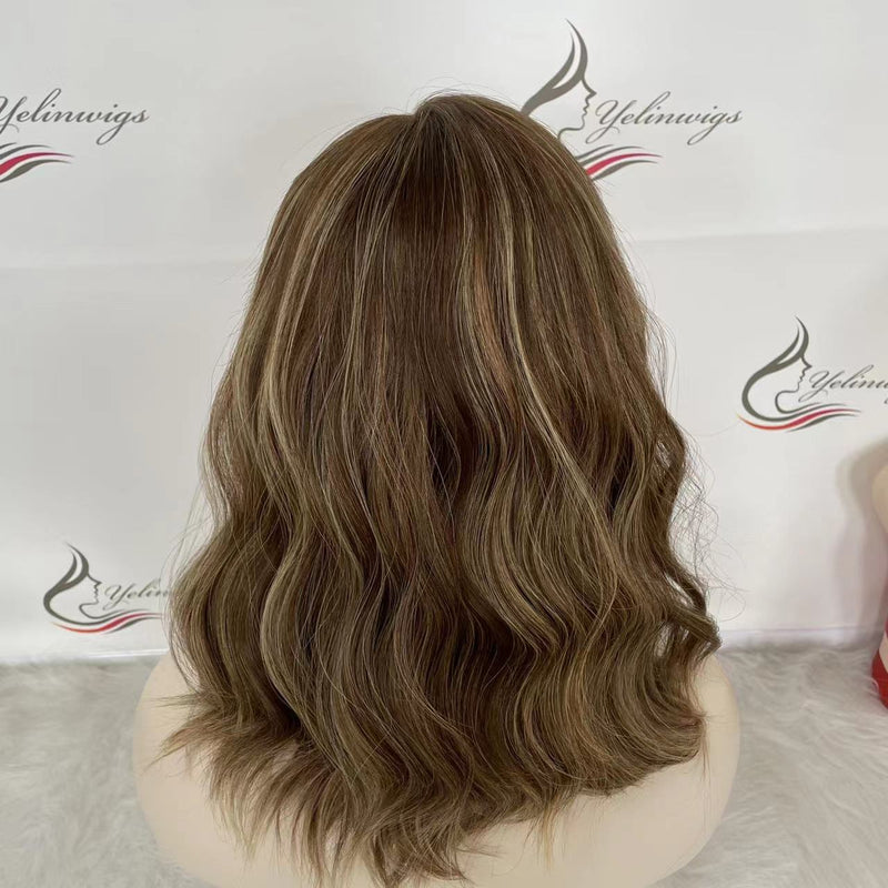 LACE TOP WIG RUROPEAN HAIR HIGHLIGHT COLOR #Balayage