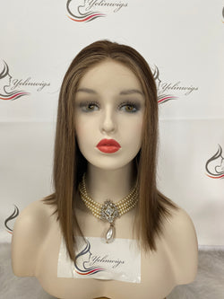 LACE TOP WIG RUROPEAN HAIR HIGHLIGHT COLOR #4/8/12