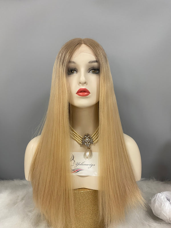 LACE TOP WIG RUROPEAN HAIR HIGHLIGHT BLONDE COLOR #180