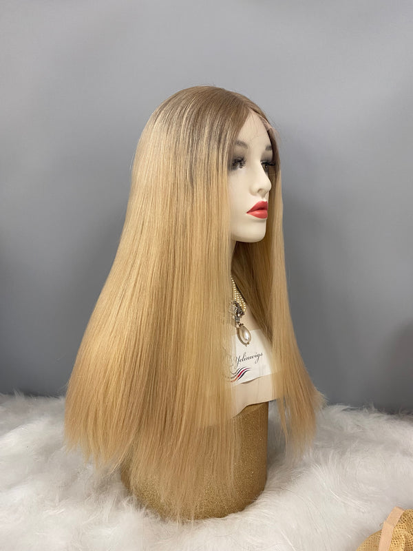 LACE TOP WIG RUROPEAN HAIR HIGHLIGHT BLONDE COLOR #180