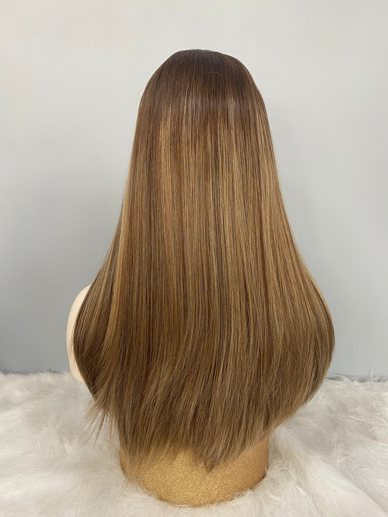 LACE TOP WIG RUROPEAN HAIR HIGHLIGHT BLONDE COLOR #6/10/14