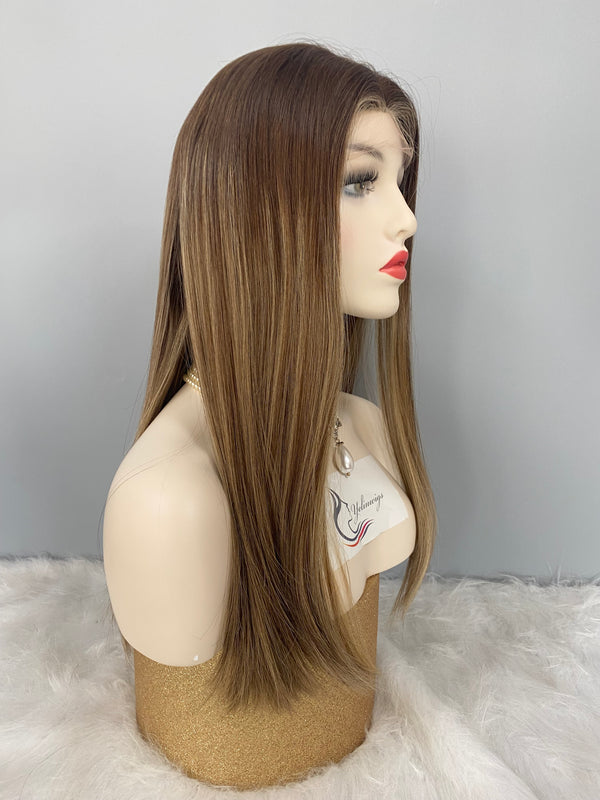 LACE TOP WIG RUROPEAN HAIR HIGHLIGHT BLONDE COLOR #6/10/14
