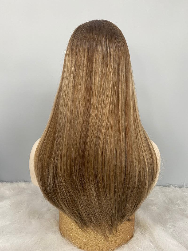 LACE TOP WIG RUROPEAN HAIR HIGHLIGHT BLONDE COLOR #8/10/16