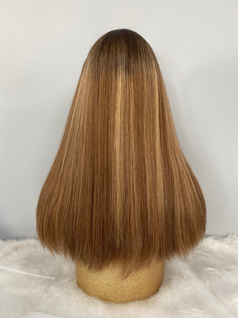 LACE TOP WIG RUROPEAN HAIR HIGHLIGHT COLOR #6/8/6