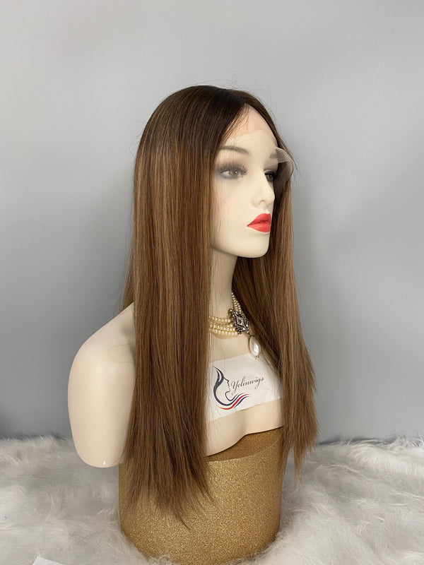 LACE TOP WIG RUROPEAN HAIR HIGHLIGHT COLOR #6/8/6