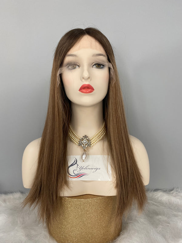 LACE TOP WIG RUROPEAN HAIR HIGHLIGHT COLOR #6/8/6