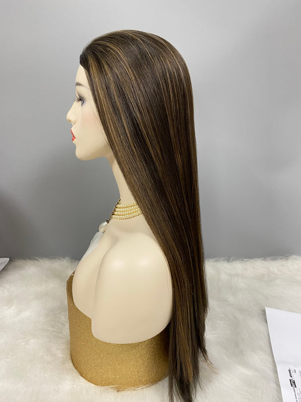 BAND FALL WIG #128 BROWN COLOR WITH LIGHT HIGHLIGHTS