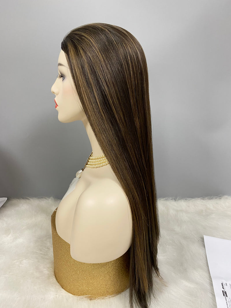 BAND FALL WIG #128 BROWN COLOR WITH LIGHT HIGHLIGHTS