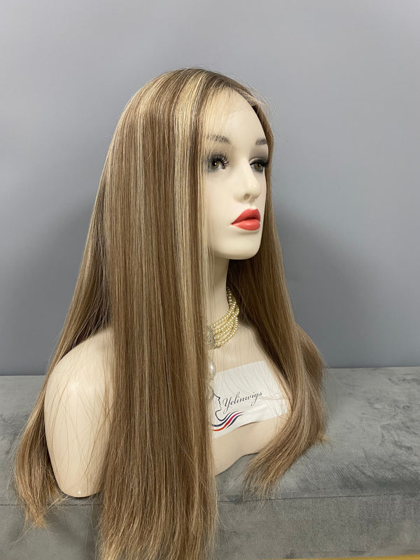 EUROPEAN HAIR LACE TOP WIG LIGHT COLOR NATURAL HAIRLINE #LC-1