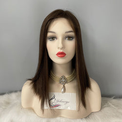 LACE TOP WIG RUROPEAN HAIR HIGHLIGHT COLOR #1/2/8