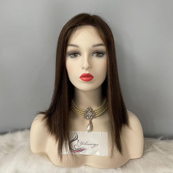 LACE TOP WIG RUROPEAN HAIR HIGHLIGHT COLOR #1/2/8