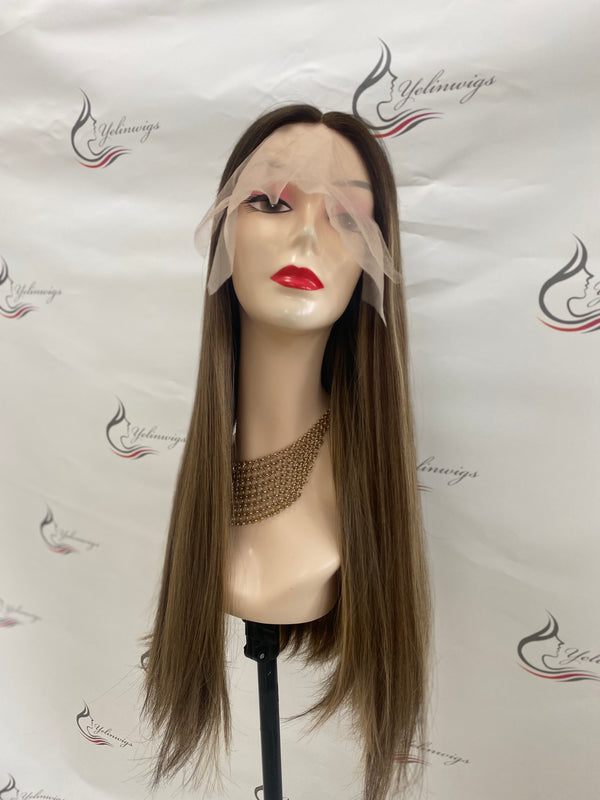 LACE TOP WIG RUROPEAN HAIR HIGHLIGHT COLOR #4/6/8/16