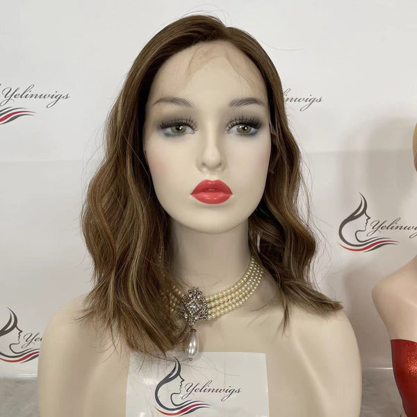 LACE TOP WIG RUROPEAN HAIR HIGHLIGHT COLOR #Balayage